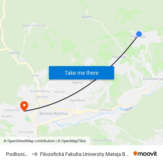 Podkonice to Filozofická Fakulta Univerzity Mateja Bela map