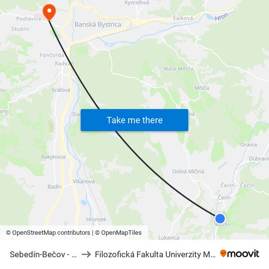 Sebedín-Bečov - Bečov to Filozofická Fakulta Univerzity Mateja Bela map