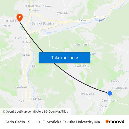 Čerín-Čačín - Sklady to Filozofická Fakulta Univerzity Mateja Bela map