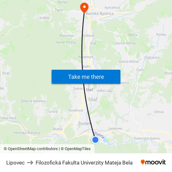 Lipovec to Filozofická Fakulta Univerzity Mateja Bela map