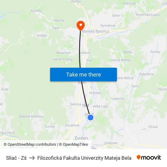 Sliač - Zš to Filozofická Fakulta Univerzity Mateja Bela map