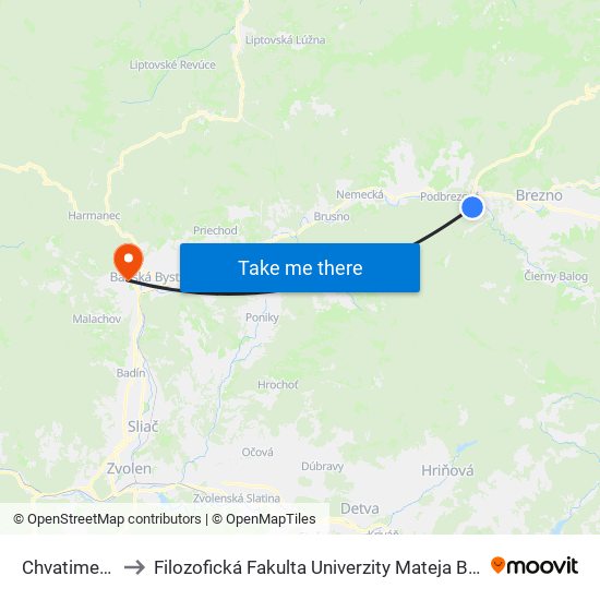 Chvatimech to Filozofická Fakulta Univerzity Mateja Bela map