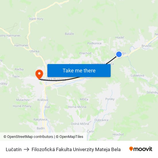 Lučatín to Filozofická Fakulta Univerzity Mateja Bela map