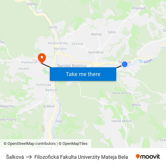 Šalková to Filozofická Fakulta Univerzity Mateja Bela map