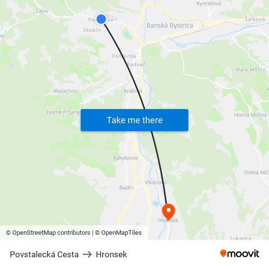 Povstalecká Cesta to Hronsek map