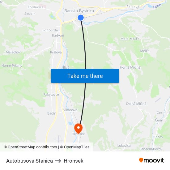 Autobusová Stanica to Hronsek map