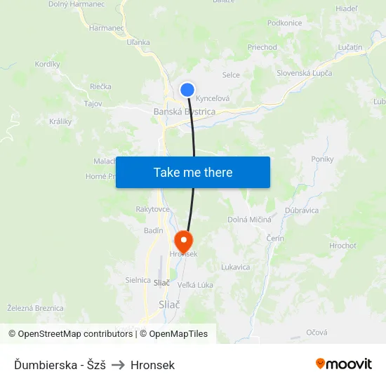 Ďumbierska - Šzš to Hronsek map