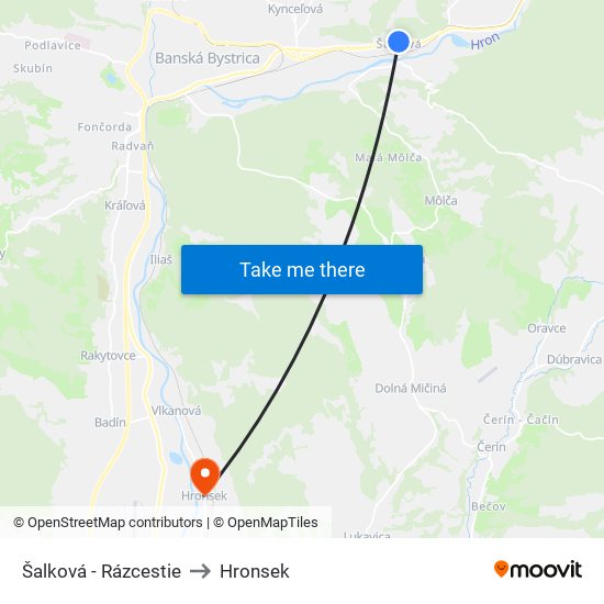 Šalková - Rázcestie to Hronsek map