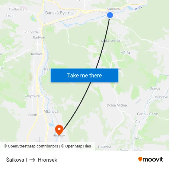 Šalková I to Hronsek map