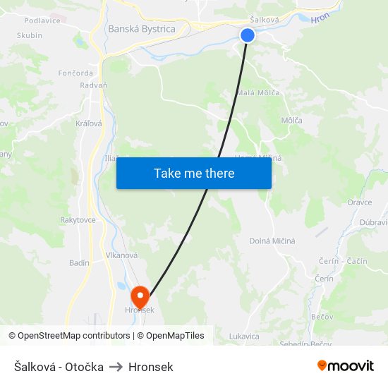 Šalková - Otočka to Hronsek map