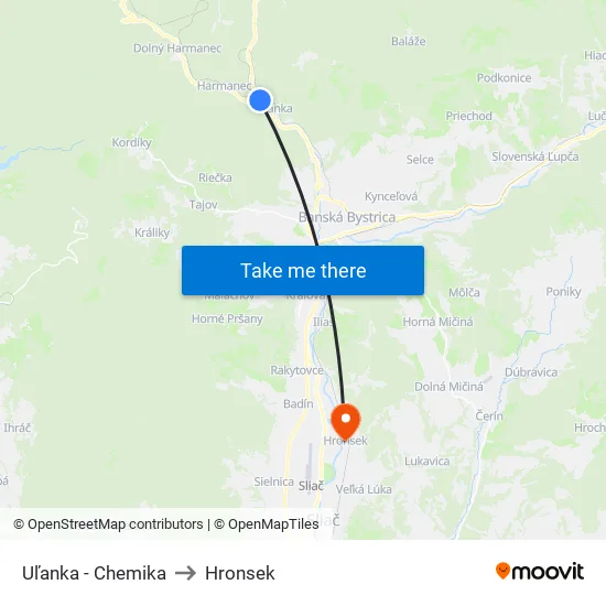 Uľanka - Chemika to Hronsek map