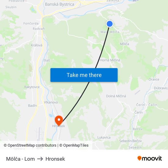 Môlča - Lom to Hronsek map