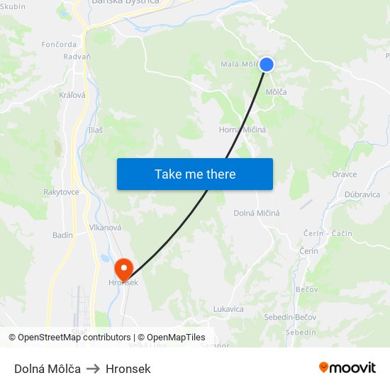 Dolná Môlča to Hronsek map