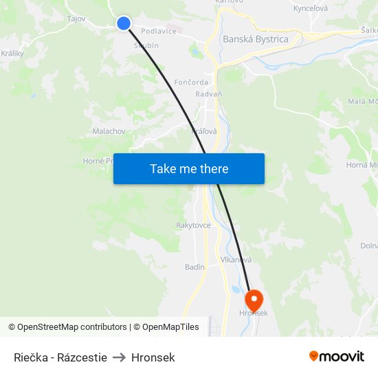 Riečka - Rázcestie to Hronsek map