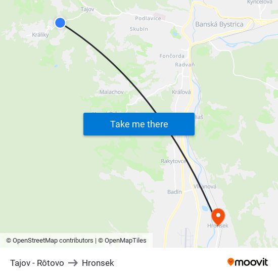 Tajov - Rôtovo to Hronsek map