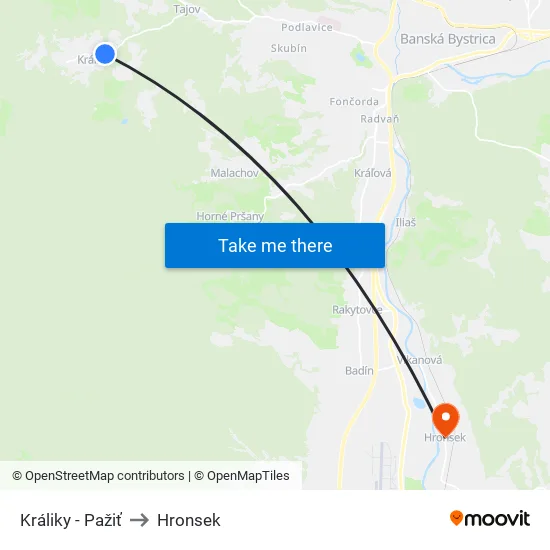 Králiky - Pažiť to Hronsek map