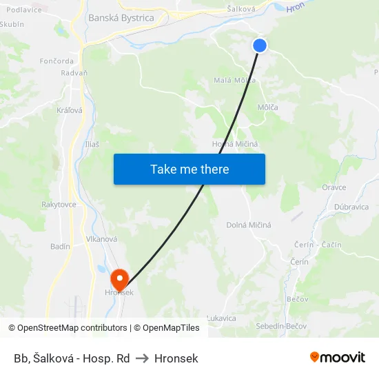 Bb, Šalková - Hosp. Rd to Hronsek map