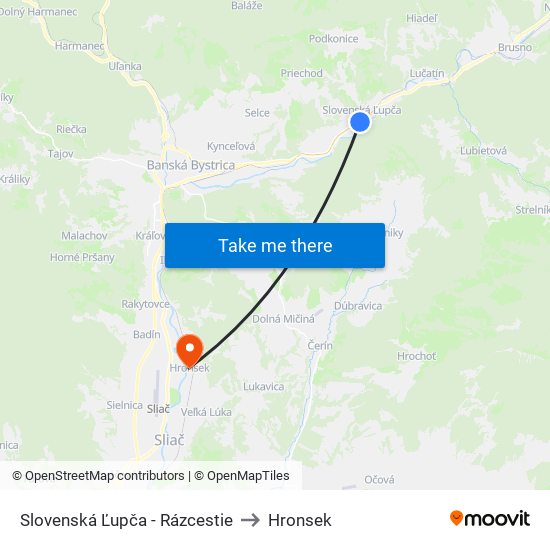 Slovenská Ľupča - Rázcestie to Hronsek map