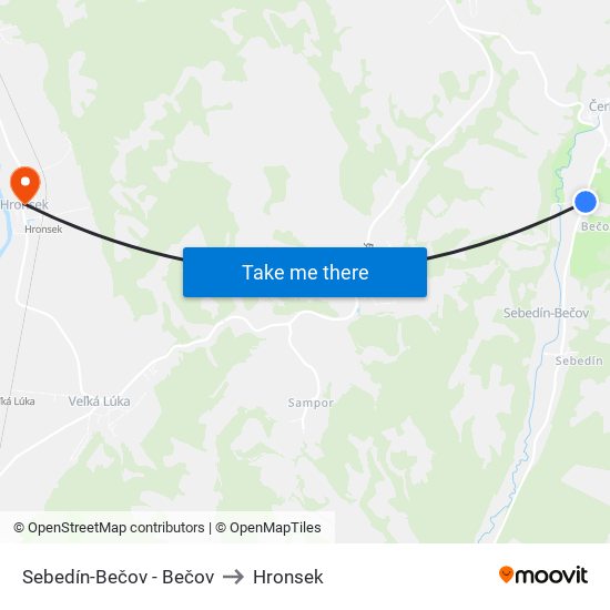 Sebedín-Bečov - Bečov to Hronsek map