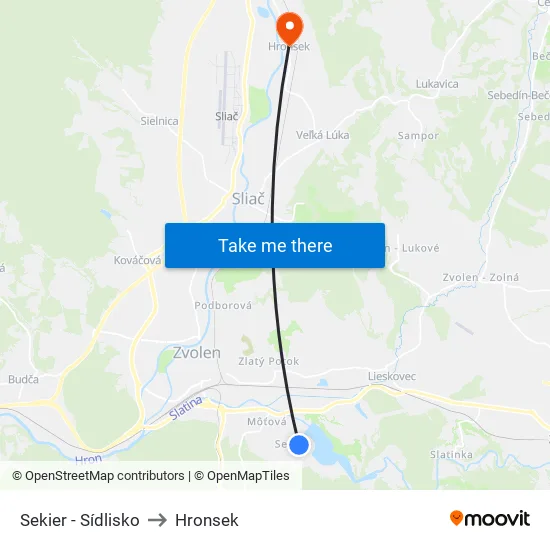 Sekier - Sídlisko to Hronsek map