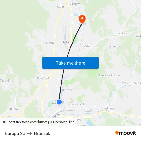 Europa Sc to Hronsek map