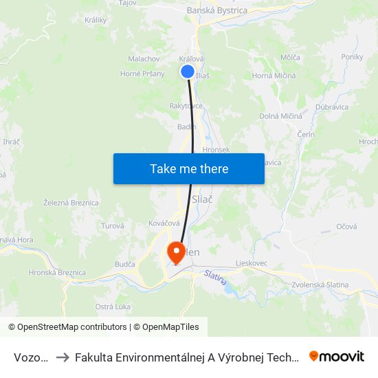 Vozovňa to Fakulta Environmentálnej A Výrobnej Technicky Tuzvo map