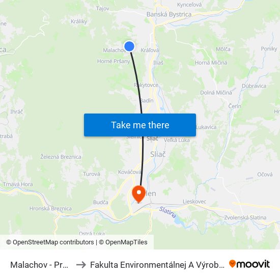 Malachov - Pred Určinou to Fakulta Environmentálnej A Výrobnej Technicky Tuzvo map