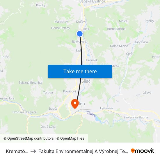 Krematórium to Fakulta Environmentálnej A Výrobnej Technicky Tuzvo map