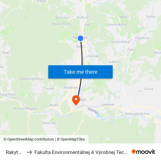 Rakytovce to Fakulta Environmentálnej A Výrobnej Technicky Tuzvo map