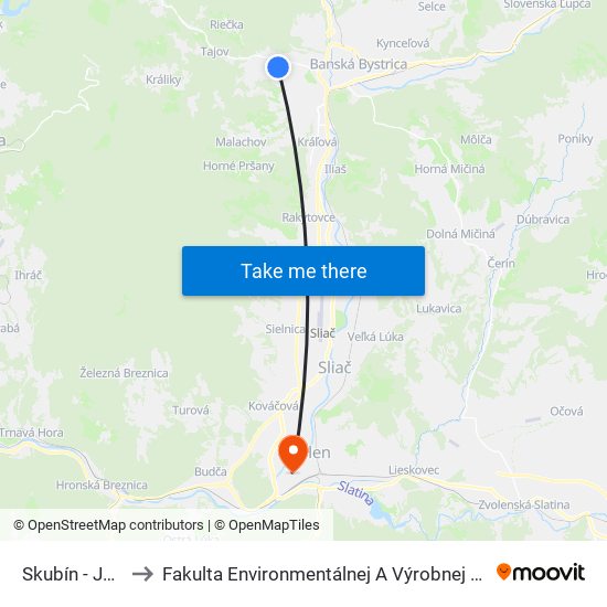 Skubín - Jednota to Fakulta Environmentálnej A Výrobnej Technicky Tuzvo map