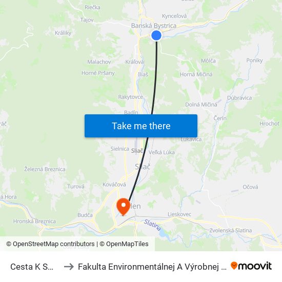 Cesta K Smrečine to Fakulta Environmentálnej A Výrobnej Technicky Tuzvo map