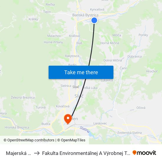 Majerská Cesta to Fakulta Environmentálnej A Výrobnej Technicky Tuzvo map