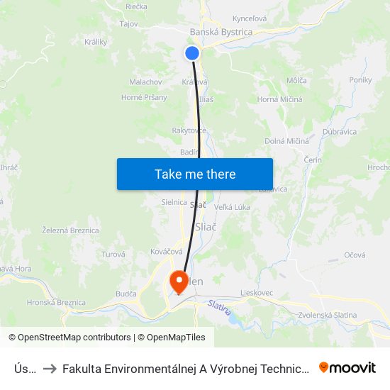 Úsvit to Fakulta Environmentálnej A Výrobnej Technicky Tuzvo map