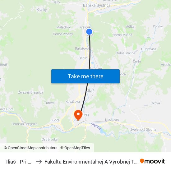 Iliaš - Pri Moste to Fakulta Environmentálnej A Výrobnej Technicky Tuzvo map