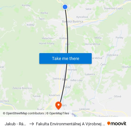 Jakub - Rázcestie to Fakulta Environmentálnej A Výrobnej Technicky Tuzvo map