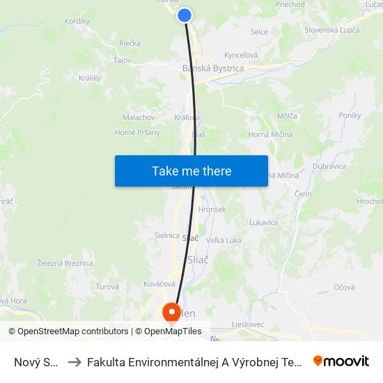 Nový Svet II to Fakulta Environmentálnej A Výrobnej Technicky Tuzvo map