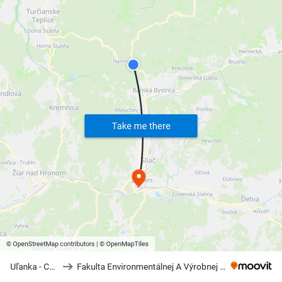 Uľanka - Chemika to Fakulta Environmentálnej A Výrobnej Technicky Tuzvo map