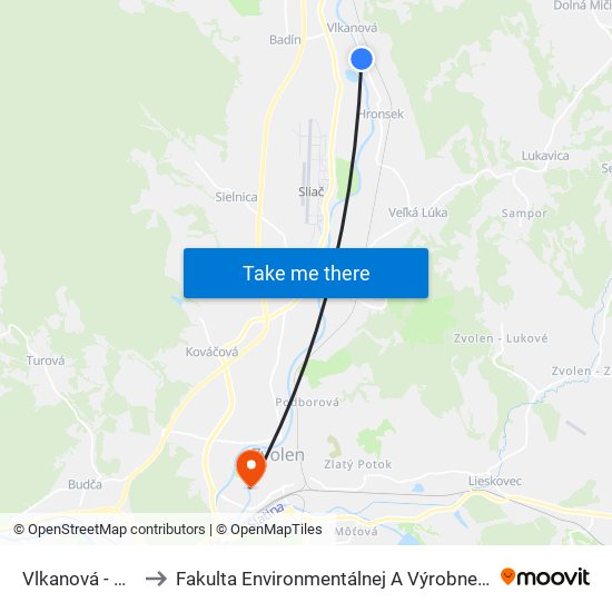 Vlkanová - Prefasol to Fakulta Environmentálnej A Výrobnej Technicky Tuzvo map