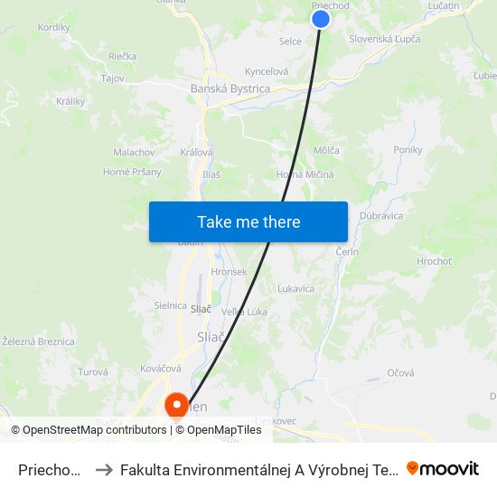 Priechod - Rd to Fakulta Environmentálnej A Výrobnej Technicky Tuzvo map