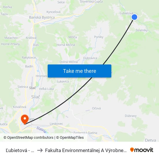 Ľubietová - Zábava to Fakulta Environmentálnej A Výrobnej Technicky Tuzvo map