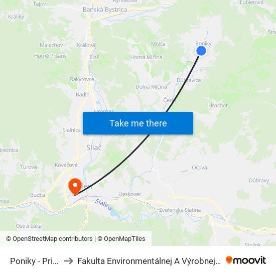 Poniky - Pri Moste to Fakulta Environmentálnej A Výrobnej Technicky Tuzvo map