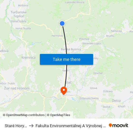 Staré Hory - Žiak to Fakulta Environmentálnej A Výrobnej Technicky Tuzvo map