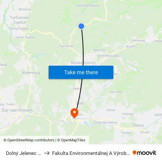 Dolný Jelenec - Jelenská to Fakulta Environmentálnej A Výrobnej Technicky Tuzvo map