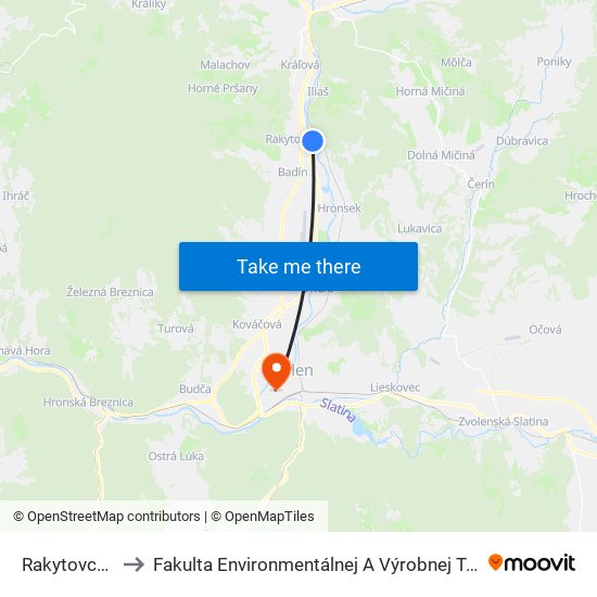 Rakytovce, Čov to Fakulta Environmentálnej A Výrobnej Technicky Tuzvo map