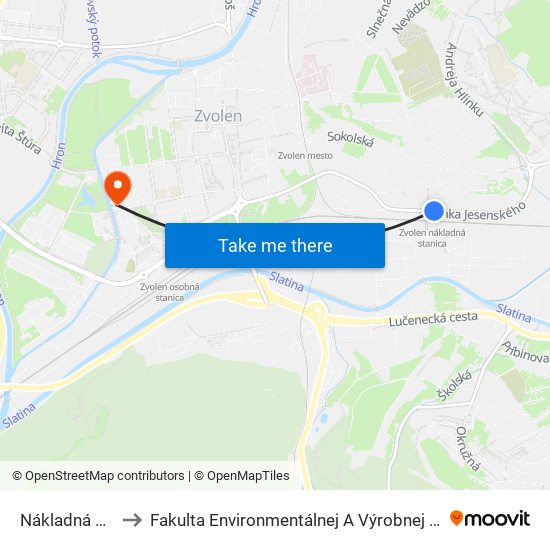 Nákladná Stanica to Fakulta Environmentálnej A Výrobnej Technicky Tuzvo map