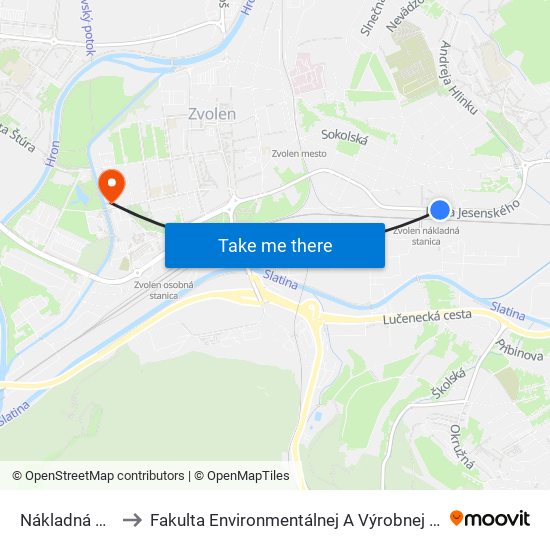 Nákladná Stanica to Fakulta Environmentálnej A Výrobnej Technicky Tuzvo map