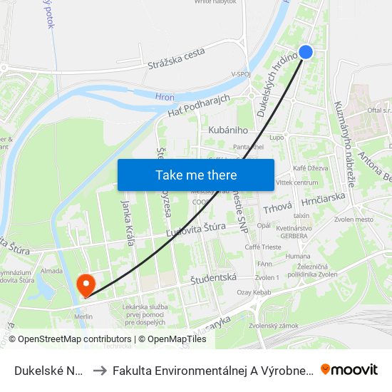 Dukelské Námestie to Fakulta Environmentálnej A Výrobnej Technicky Tuzvo map