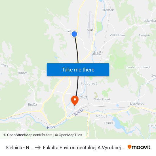 Sielnica - Nadjazd to Fakulta Environmentálnej A Výrobnej Technicky Tuzvo map