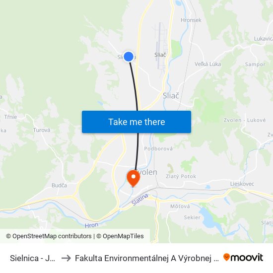 Sielnica - Jednota to Fakulta Environmentálnej A Výrobnej Technicky Tuzvo map