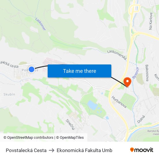 Povstalecká Cesta to Ekonomická Fakulta Umb map